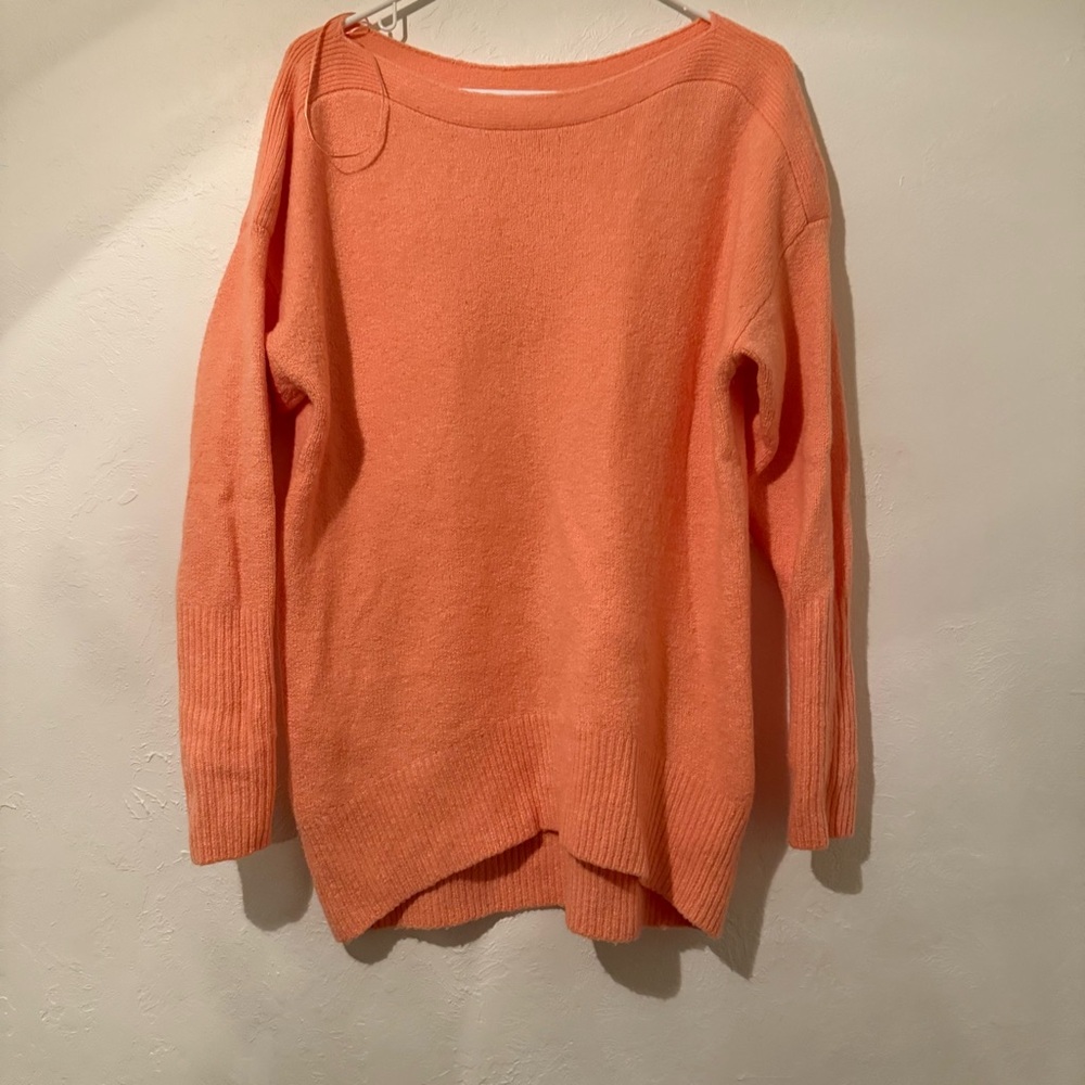 Anthropologie Orange Crew Neck Sweater Relaxed Fit
